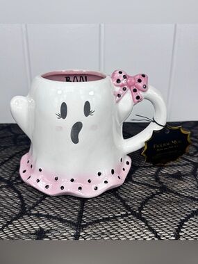 NEW Haunted Halloween Polkadot Ghost Halloween Mug